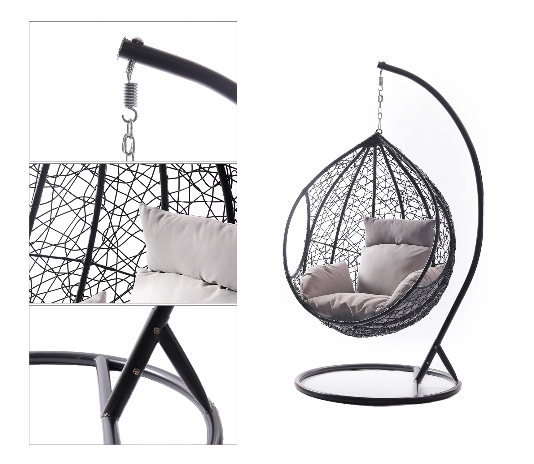 Hot Sale Hanging Indoor Swing Chair with Colorful Rattan Egg Shaped Patio Chair