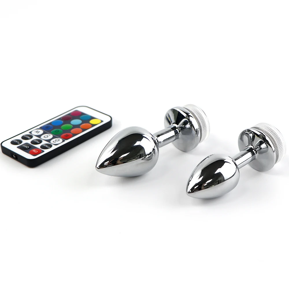 Aimitoy No Vibrator Remote Control Change Colorful Ass Lamp Anal Dilatation Metal Sex Toys Women Light up Butt Led Anal Plug