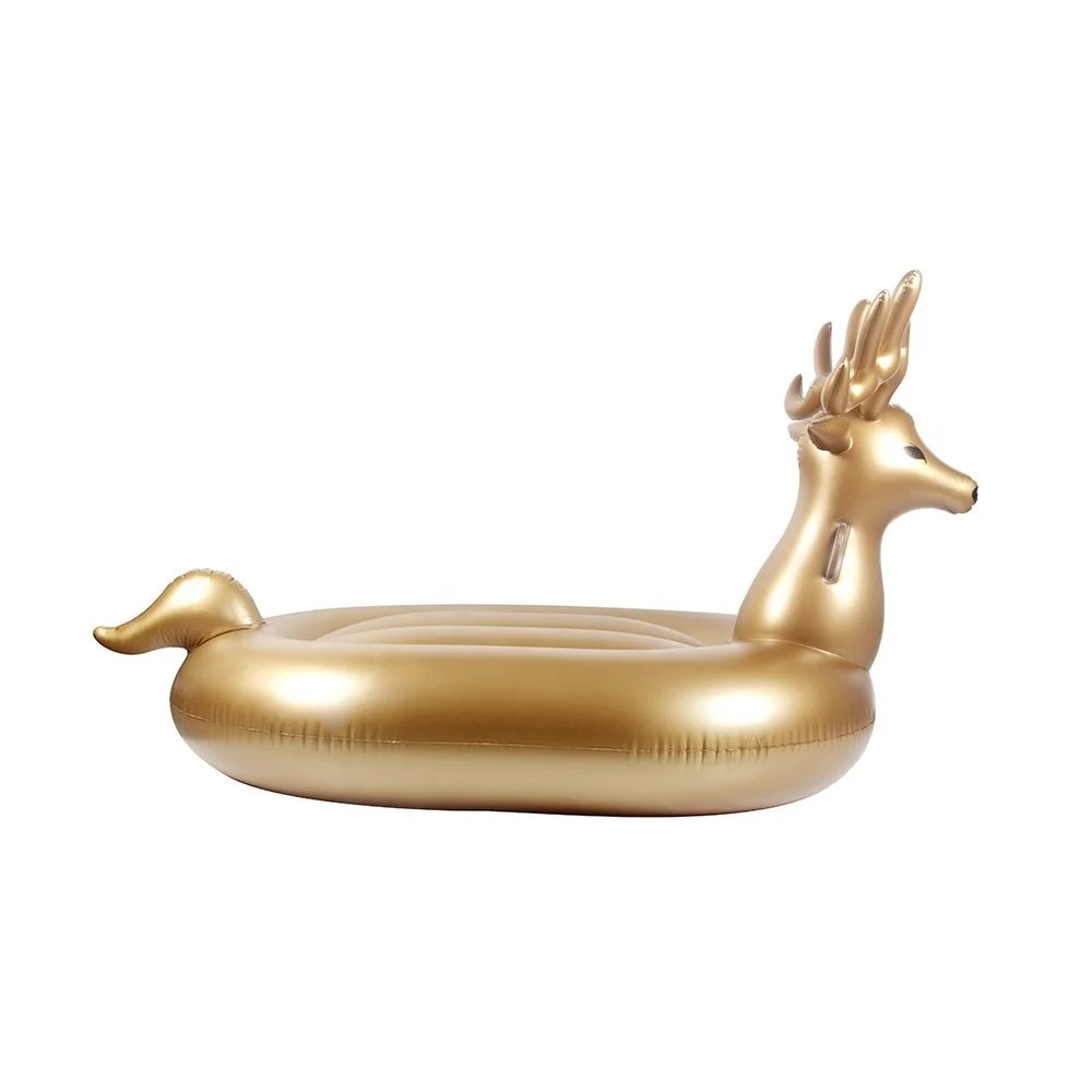 Customized Gold Float Swimming Pool Beach Inflable Floating Deer Toys