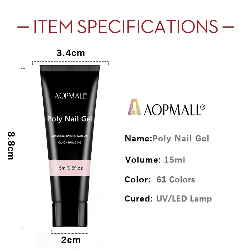 Aopmall Wholesale Hot Sale Nail Kit 6pcs Glitter Poly Acrylic Gel Nail