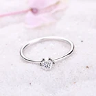 Silver Classic Style 925 Sterling Silver Round Promise Ring Solitaire Collection Love Wedding Engagement Gift For Her