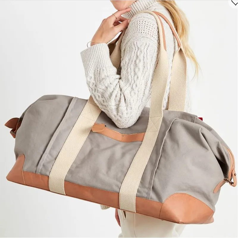 Solid Zipper Weekender Bag Canvas Monogrammed Duffle Bag Set