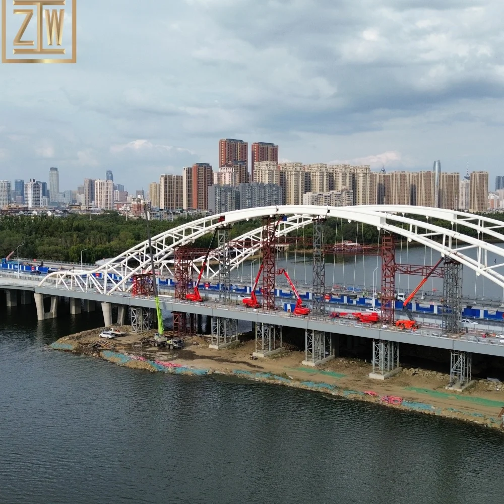 Heavy-Duty Steel Frame for Bridge Tied Arch Structures Welding Cutting Bending Services for Construction