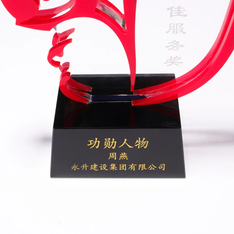 High quality wholesale customized creative design acrylic trophies awards plaques details