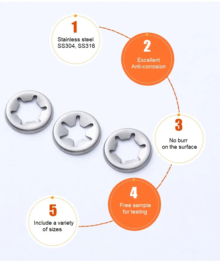 Stainless Steel 304 Lock Bearing Retaining Rings for Imperial Round Shaft