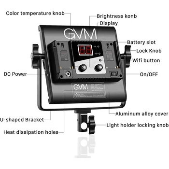 GVM 560AS Bi-Color LED Photographic Lighting Video Studio Light App Remote Digital Adjustable 560 LED Lamp Panel Kit detail image