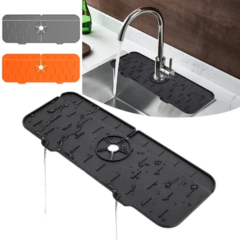 Sink Faucet Silicone Mat Absorbable Draining Water Catcher For Kitchen ...