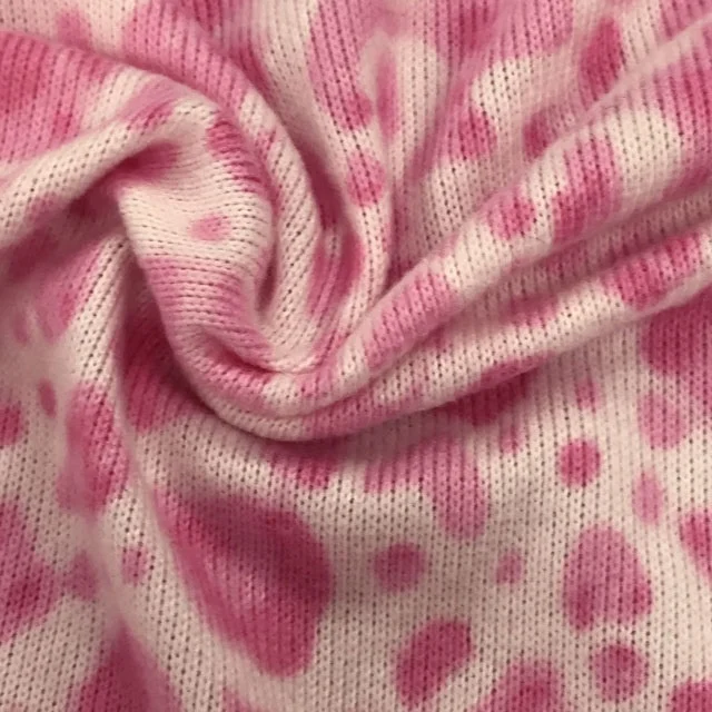 
 Трикотажная ткань из полиэстера стрейч с принтом персикового цвета  