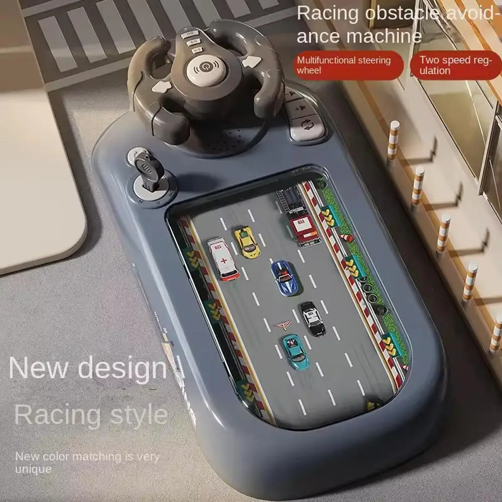 Kids Multi Modes Racing Game Machine Obstacle Avoidance Toys Car Adventure Puzzle Steering Wheel Toy Desktop Game With Sound