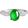 S925 silver inlaid jadeite ring D115