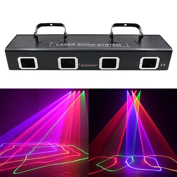 Laser Light 460mW 4 Lens 4 Beam Lazer Lighting DJ Stage Lighting Disco Show DMX Projector