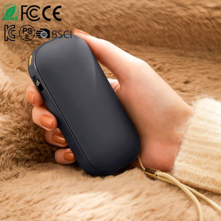 5000mAh Fast Heating Metal Al Shell Rechargeable Concise Design Hand Warmer Power Bank