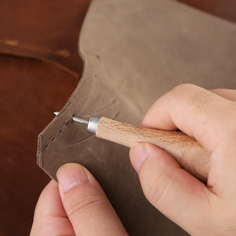 Leather Punching Tools for Making Hole Wood Handle Sharp Awl