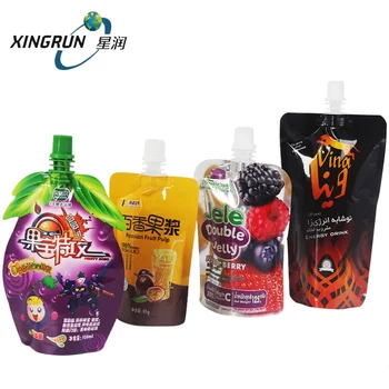 Customized printing reusable liquid drink pouch stand up doypack with spout tunnel pasteurization of tomato sauce bags