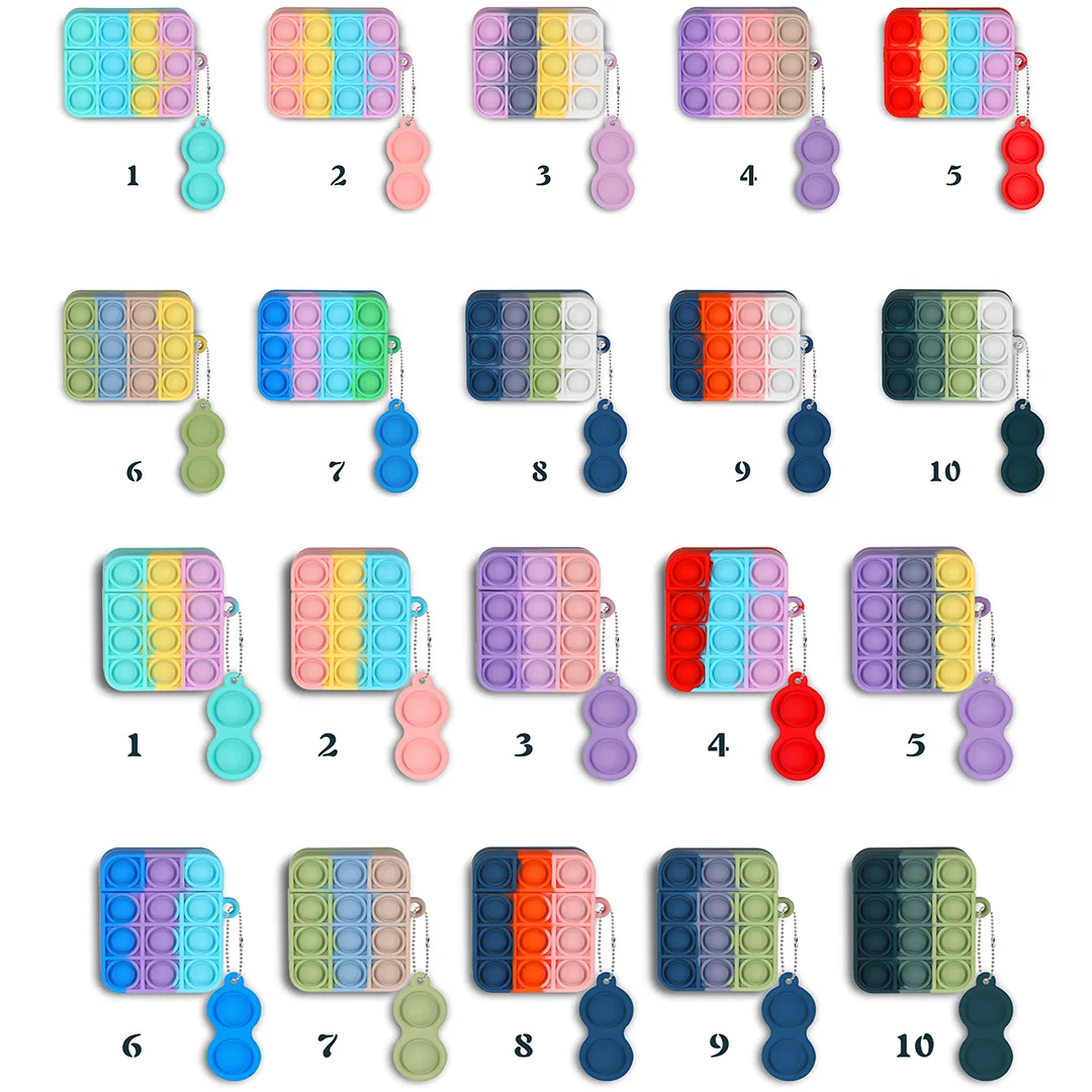 2021 Радужный силиконовый чехол для наушников, пузырьковая игрушка-антистресс, Airpods 1/2/3 Pro, сенсорная игрушка-антистресс