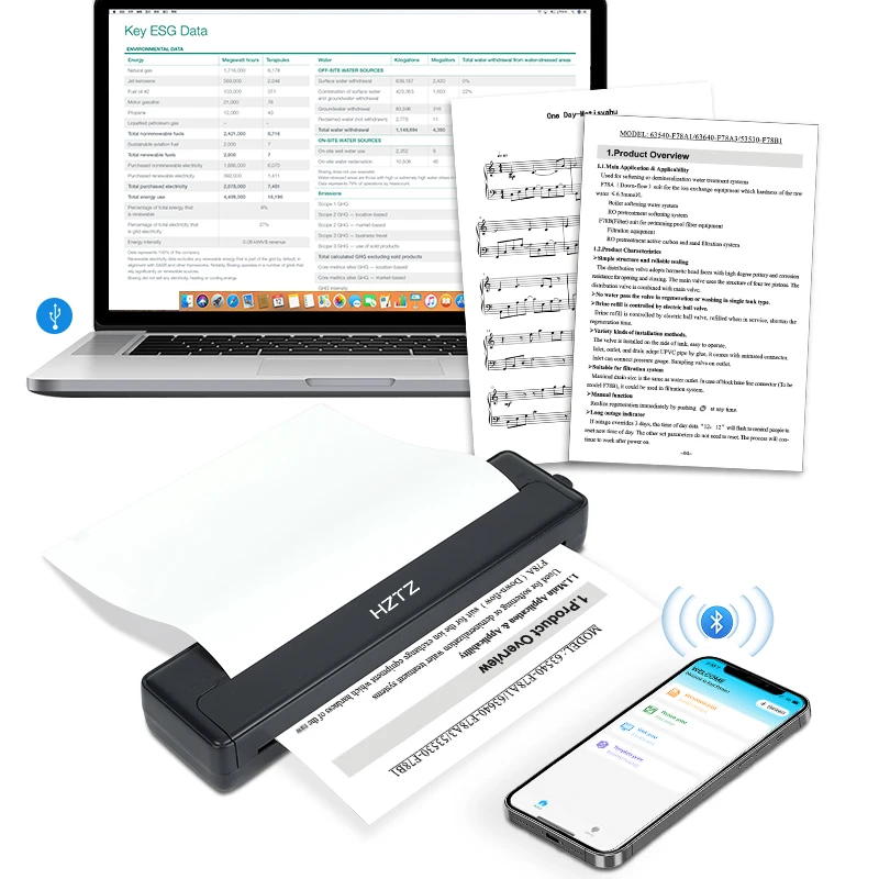 プリンター・複合機 A4 Portable Thermal Printer JADENS Bluetooth Portable Printer - Support Letter Size Paper