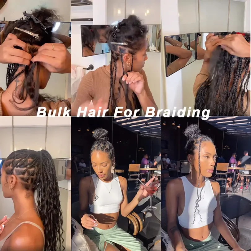 Bulk Human Hair For Braid Wet And Wavy Malaysian Remy Hair Bulks Extensions Bundle For Braiding Natural Color_voghion.com