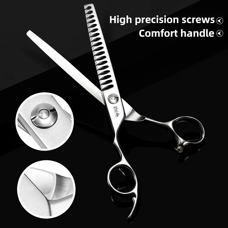 Left Hand Scissors Fishbone Trimming Scissors Stainless Steel 7.25