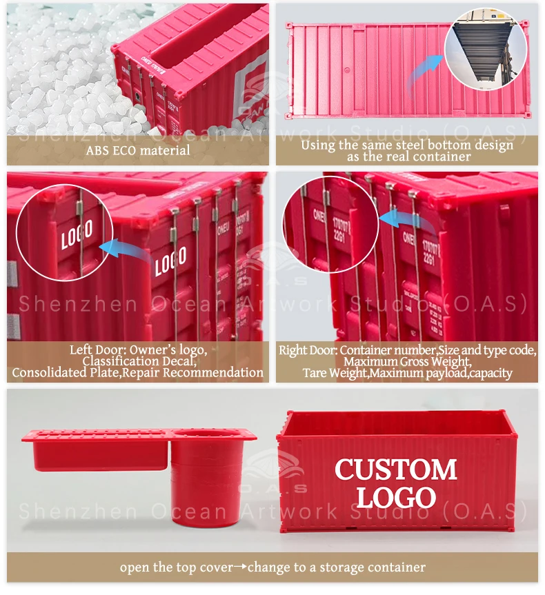 ltide plastic storage box model scale 135 shipping container oas factory customizable pen holder model-15