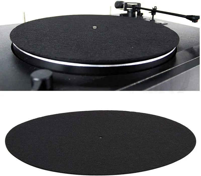 Turntable Felt Wool Slipmat Antistatic Wool Mat Phonograph Lp Vinyl Record Player Black Mat
