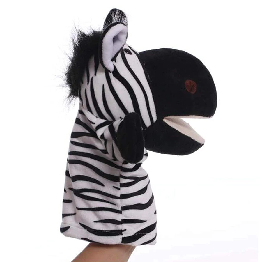 C2048 Open Mouth Zebra Plush Hand Puppet Stuffed Animal Toys Kids