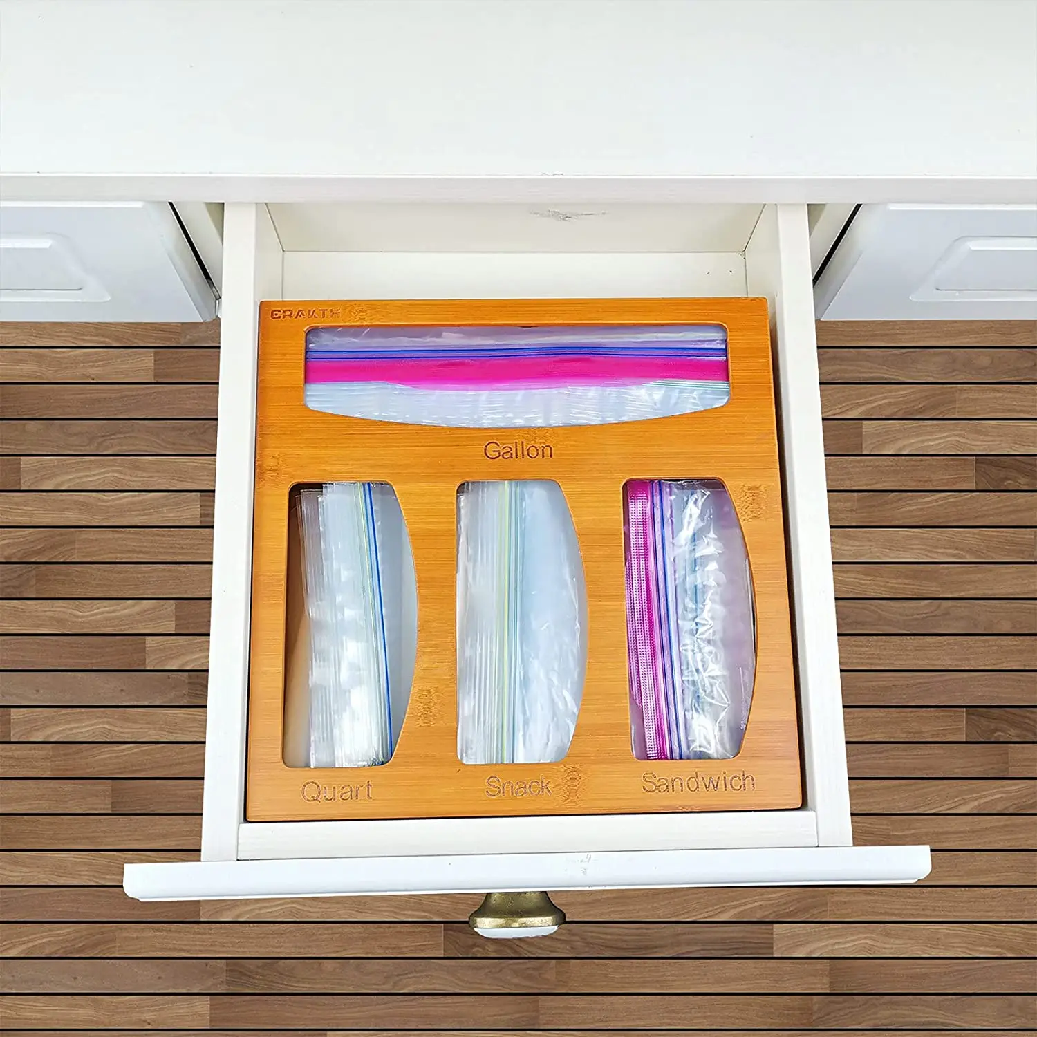 product bag storage organizer for kitchen drawer compatible with gallon quart sandwich and snack variety size bag-2