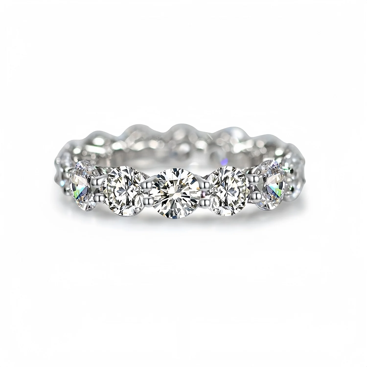 MUSHAN Jewelry Factory High Carbon Diamond Wedding Rings 925 Sterling Silver Ring Round Cut Zirconia Eternity Engagement Bands