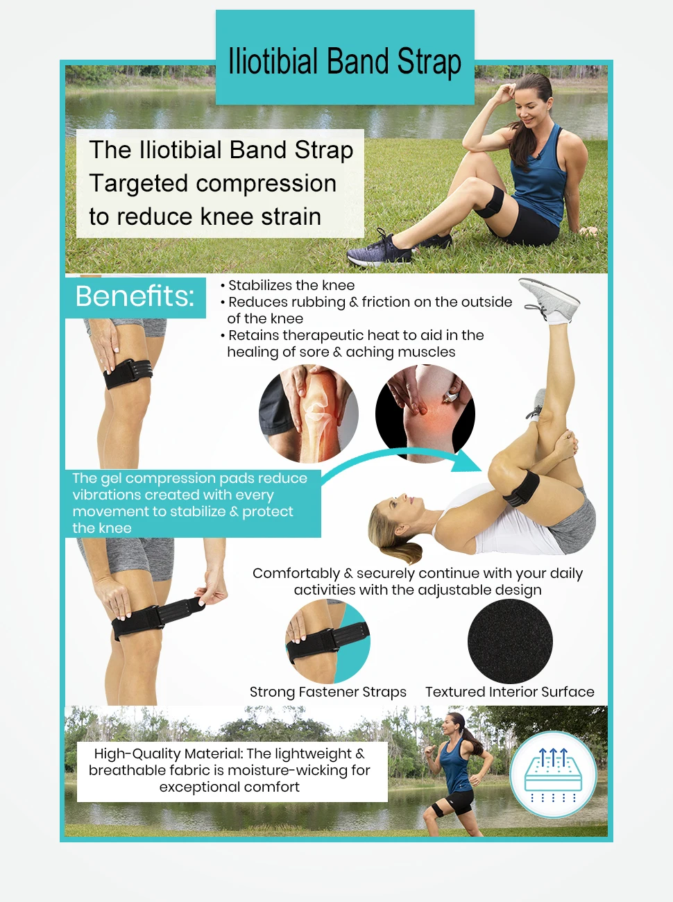 Patella Strap Knee Iliotibial Band Gel Compression Wrap Neoprene