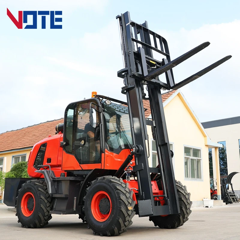 VOTE China 4x4 Drive Forklift off Road Four Wheel All Terrain Forklift 3Ton Truck Handling Equipment Applicable diesel Home Farm