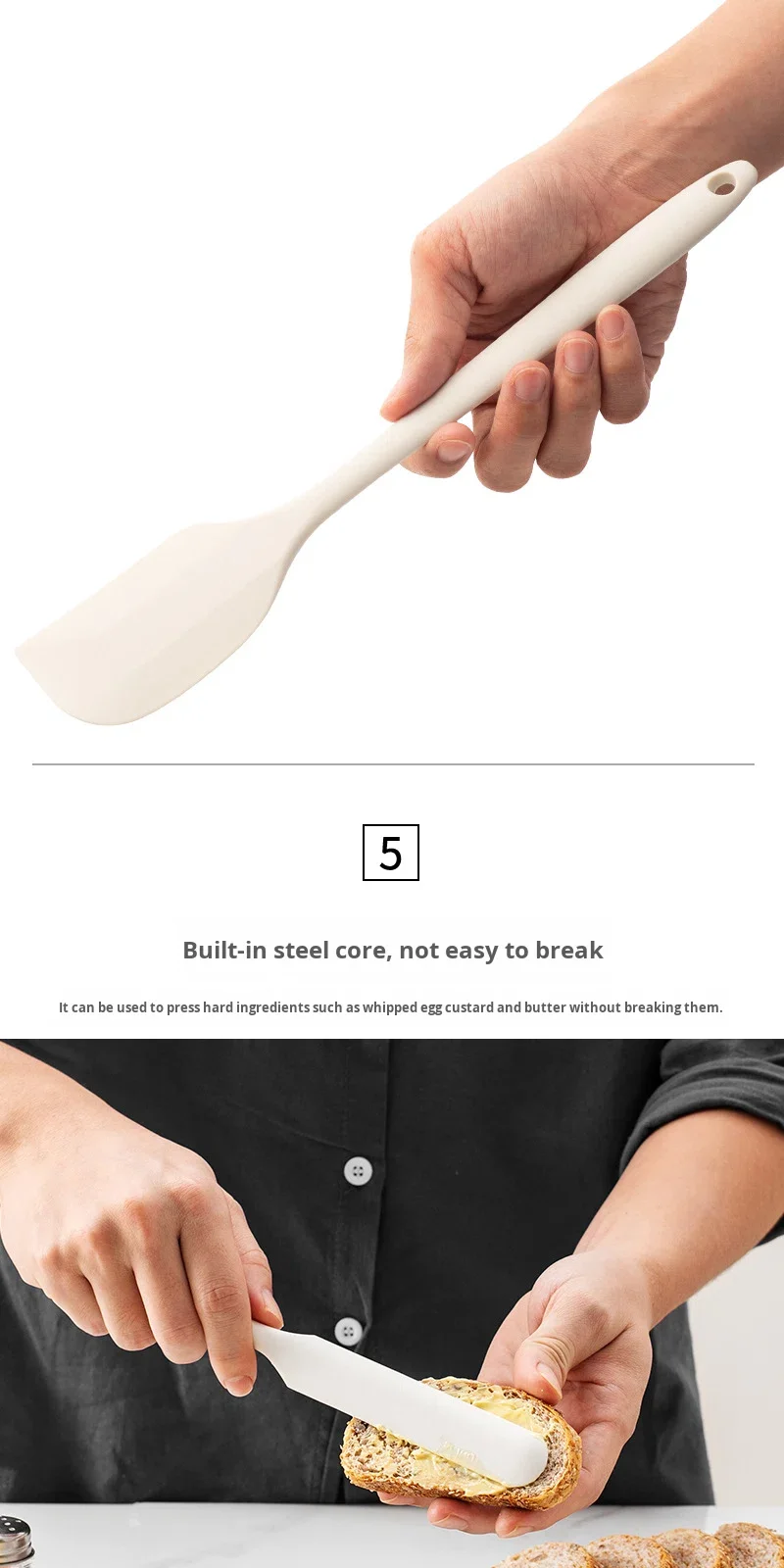 Flexible Food-Grade Silicone Spatula Set Heat Resistant Kitchen Cooking & Baking Scraper Non-Stick Cookware Accessories details