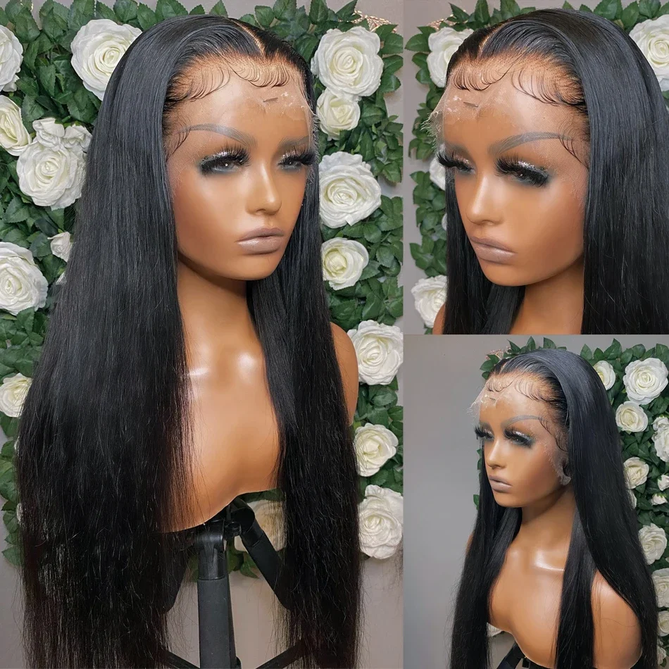 13x6 Transparent Lace Front Echthaar Perücken Brasilianische Remy Knochen Gerade_voghion.com