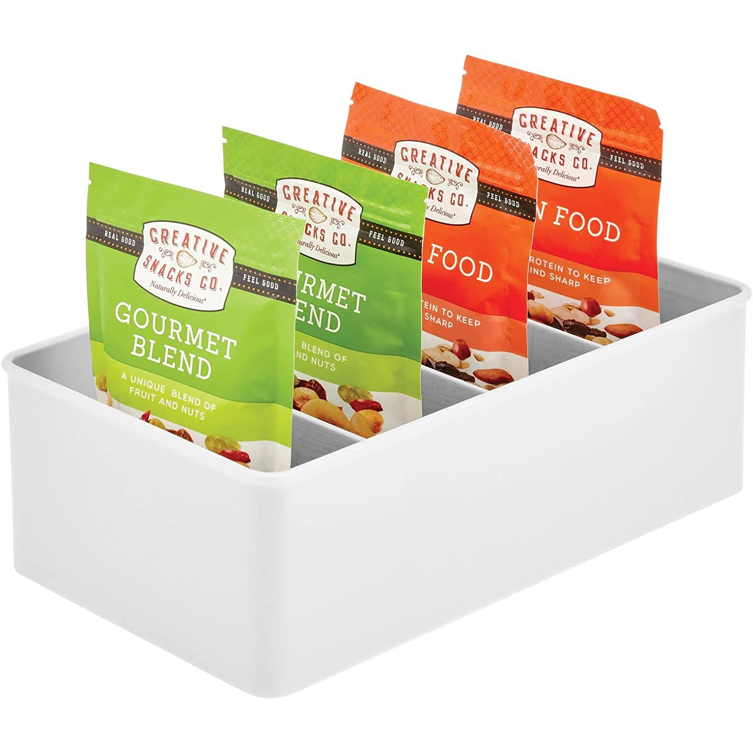 Contenitore per contenitori da cucina diviso in plastica contenitore per contenitori 4 divisori dispensa in acrilico contenitori per alimenti per armadietto di casa, frigorifero
