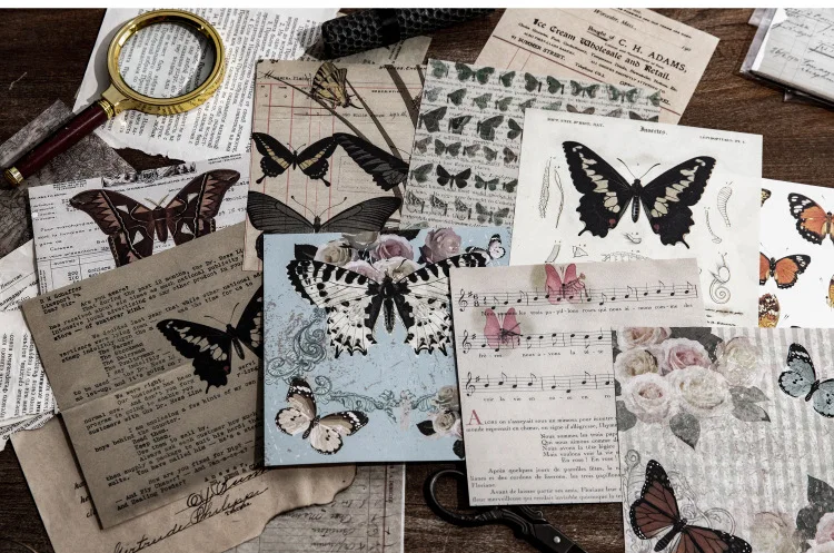 Dropship 100-Piece DIY Vintage Scrapbook Set - Butterfly & Flower