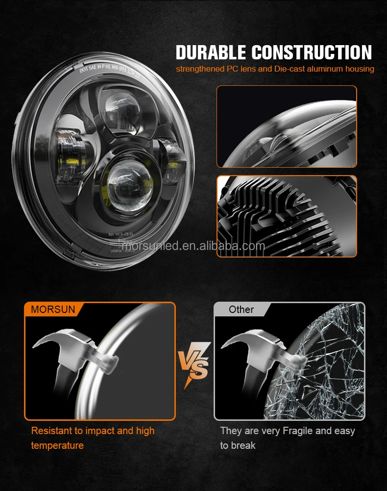 2023 7 Inch Round Led Headlight 84w Sealed Beam 7'' Motorcycle Led