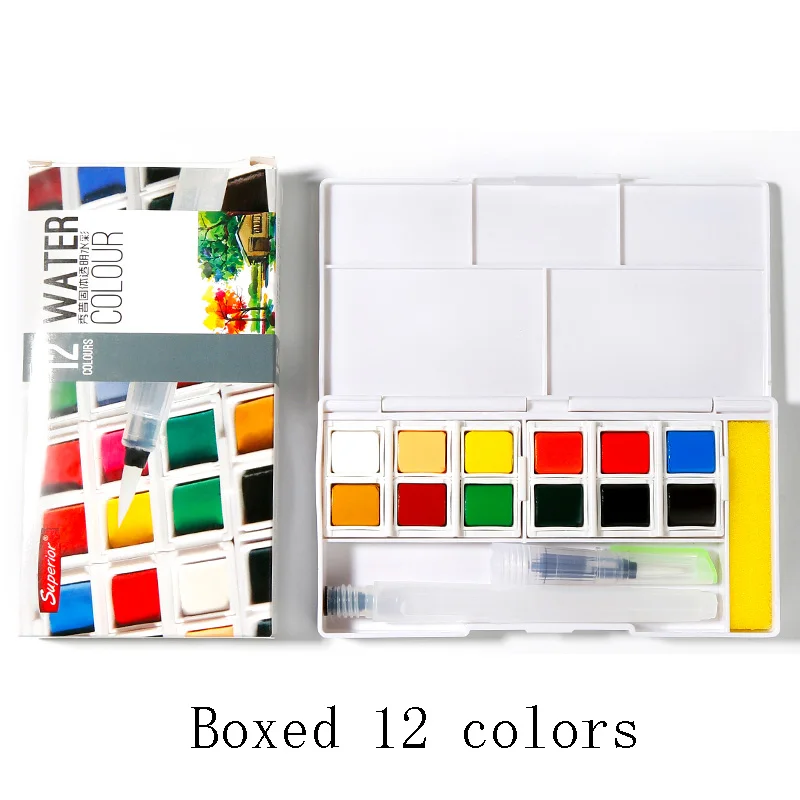 Superior 36/48/60 Colors Folding Solid Watercolor Paints Set with