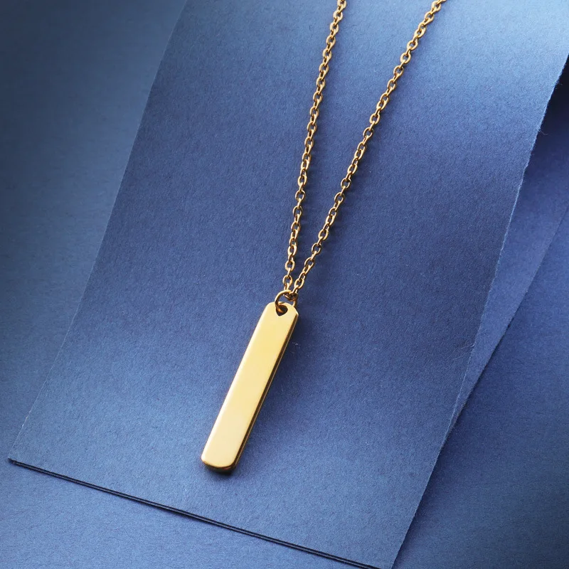 Gold Rectangle Bar Necklace