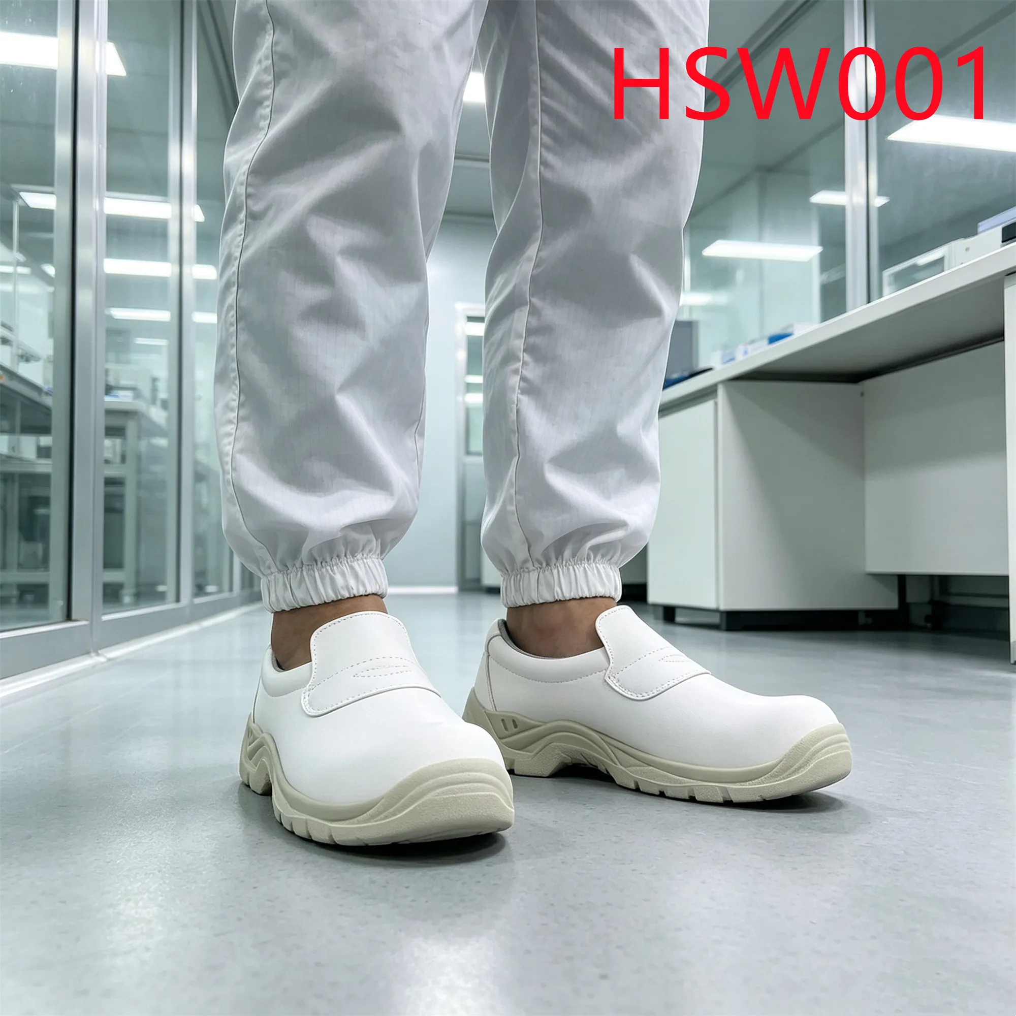 HY,Electronic Factory ESD White Safety Shoes With Steel Toe Anti-Odor Acid-proof PU/PU Injection Sole Nurse Work Clogs HSW001