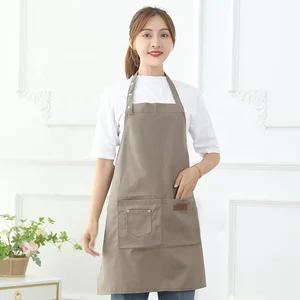 Waterproof Canvas Apron Custom Logo Kitchen Cafe Restaurant Work Uniform Apron Kitchen