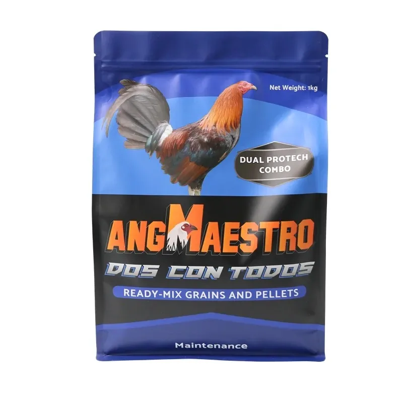 1kg Reusable PE Stand Pouch Spices Food Self-Supporting Ziplock Doypack Chicken Feed Packaging Bags with Customized Printing