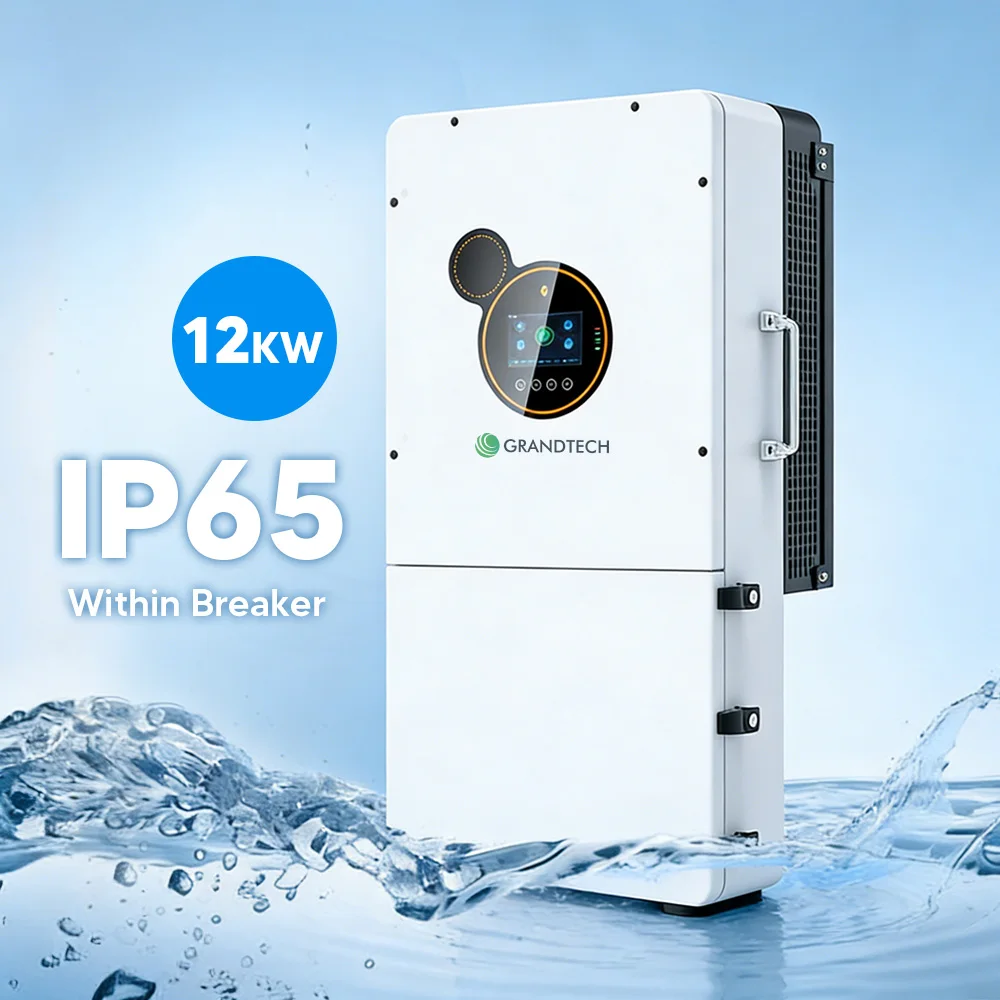 อินเวอร์เตอร์พลังงานแสงอาทิตย์แบบไฮบริด Grandtech 48V 120V คลื่นไซน์บริสุทธิ์ 5 กิโลวัตต์ 6 กิโลวัตต์ 10 กิโลวัตต์ 12 กิโลวัตต์ แบบแยกเฟส พร้อมหน้าจอแสดงผล LCD และ Wi-Fi