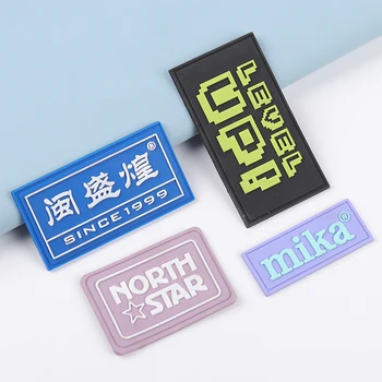 Factory custom PVC label rubber patch with raised logo