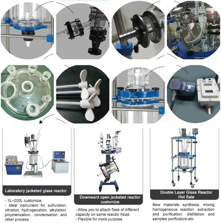 TOPTION Factory Price Lab Chemical Double Wall Layer With Heater Chiller Jacketed Glass Reactor
