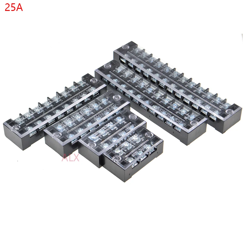 600V 25A 4 Position Dual Row Strip Fixed Terminal Block Wire Connector TB-2504 