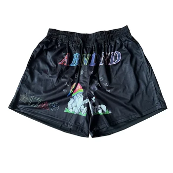 with your own customized logo gym 4 inch inseam  polyester workouts training sublimation mesh  shorts