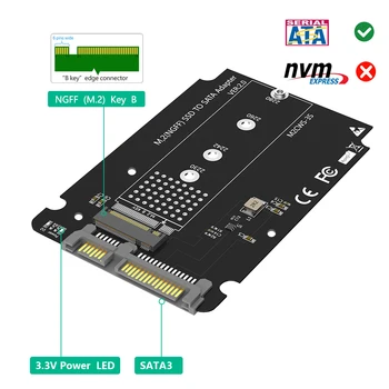 EnLabs M.2 NGFF (SATA) SSD to 2.5inch SATA Adapter Converter w/ 7mm