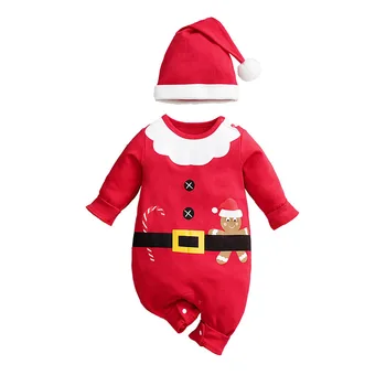 Autumn and winter long-sleeved baby romper Cross border Santa Claus clothes Red-Nosed Reindeer Christmas clothes