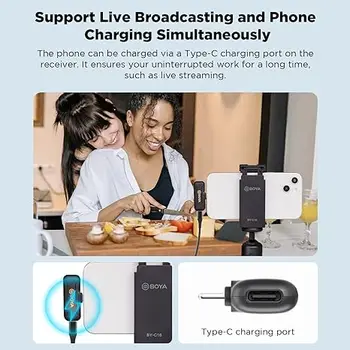 BOYA Wireless Lavalier Microphone 2.4GHz Lapel Microphone Wireless  Plug&Play for Live Stream/Vlogging/YouTube(BY-WM3T2-D2) detail image