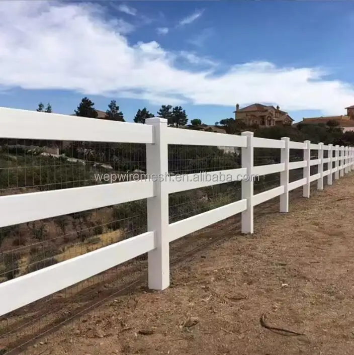 3 Rail PVC Horse Rail Fence Plastic Panels White Vinyl Post and Rail Fencing