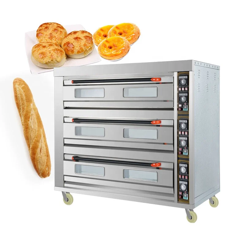 Multifunction Commercial Manual Two Double Deck 2 Layer Bakery Gas Electric Bread Indoor Oven Price