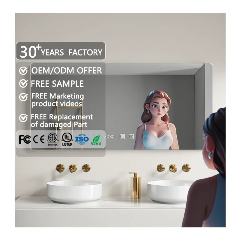 Classic Wall Mirror for Home Hotel Rectangle Intelligent Mirror Touch Screen Luxury Dimmable Touch Switch Bathroom Led Mirror